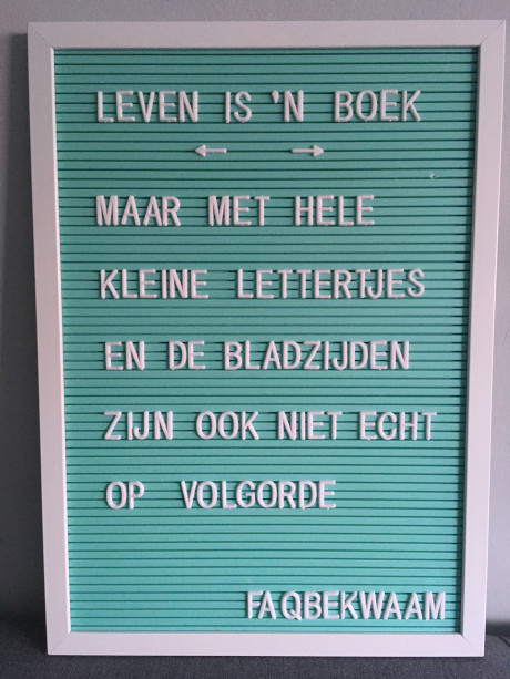 Leven is 'n boek - maar met hele kleine lettertjes en de bladzijden zijn ook niet echt op volgorde - FAQbekwaam