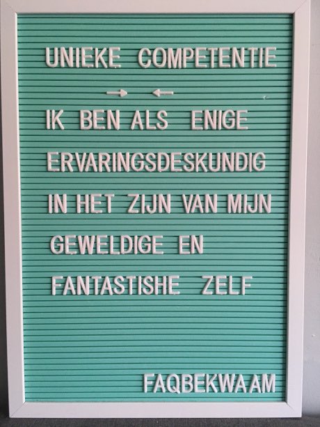 Unieke competentie - Ik ben als enige ervaringsdeskundig in het zijn van mijn geweldige en fantastische zelf - FAQbekwaam