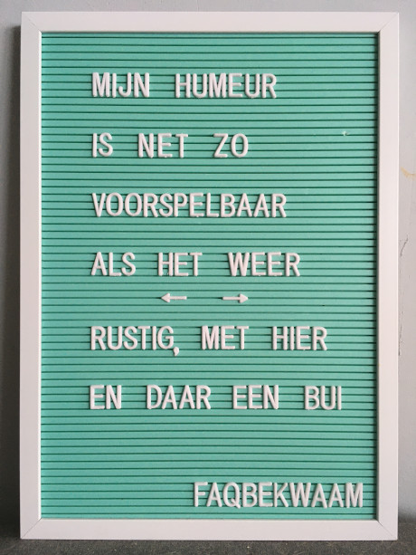 Mijn humeur is net zo voorspelbaar als het weer - rustig, met hier en daar een bui - FAQbekwaam