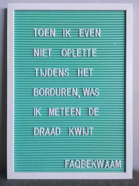 Toen ik even niet oplette tijdens het borduren, was ik meteen de draad kwijt - FAQbekwaam