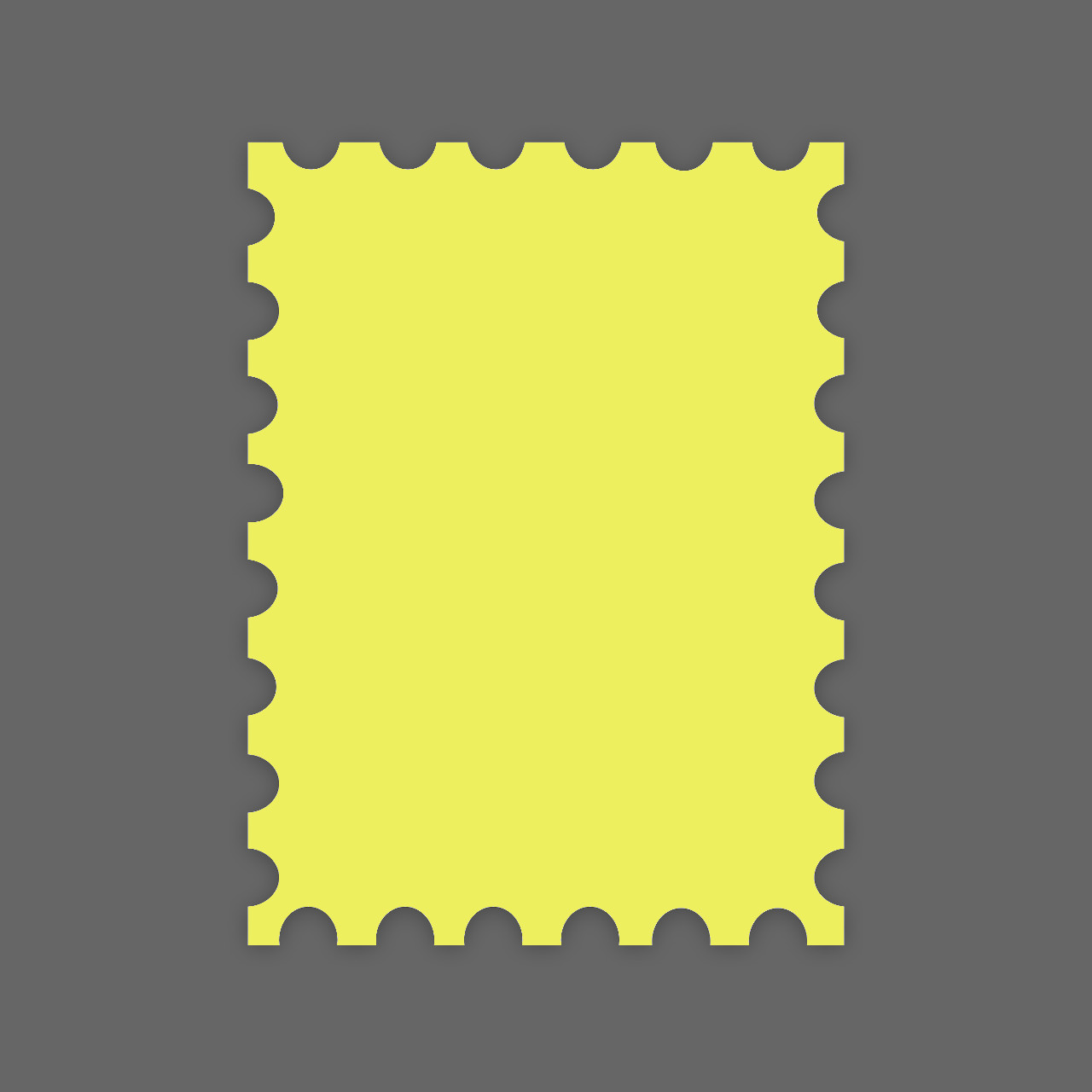 gele postzegel op een grijze achtergrond